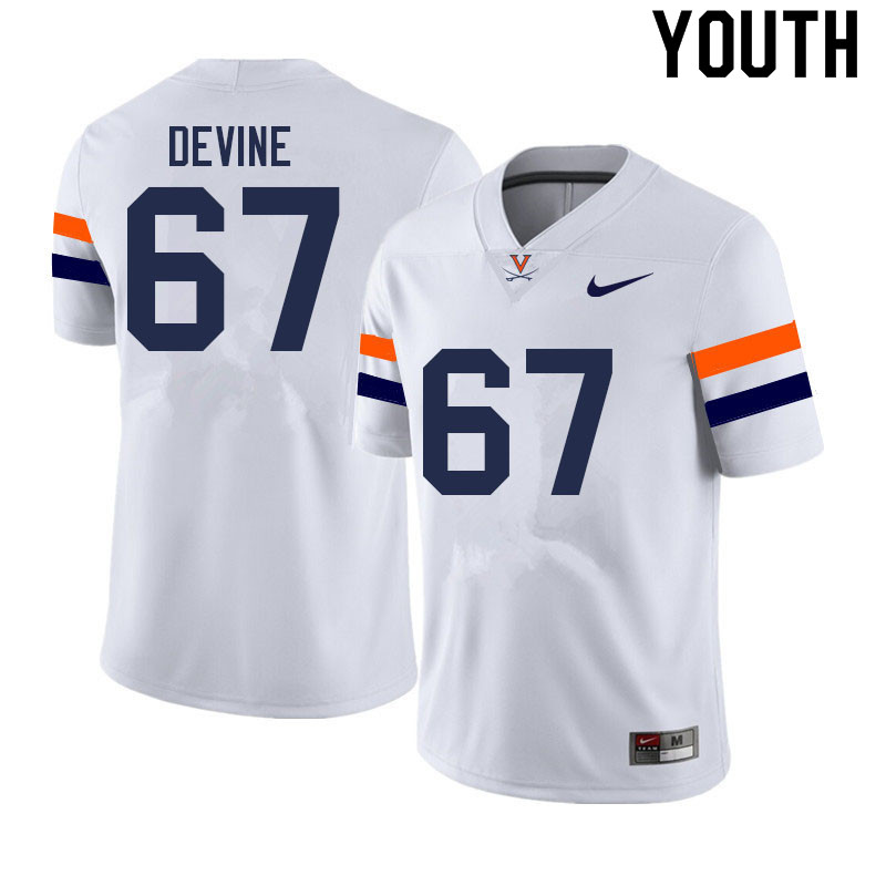 Youth #67 Derek Devine Virginia Cavaliers College Football Jerseys Sale-White - Click Image to Close